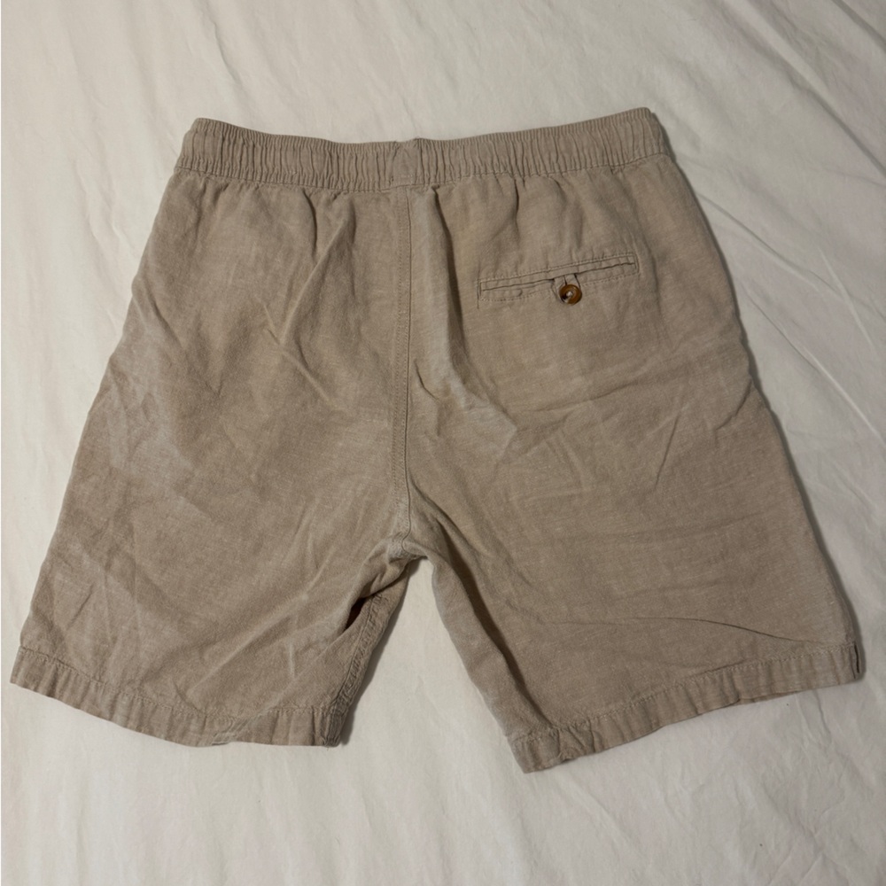 Men's Tenth + Ocean Washable Linen Size Large Tan Casual Shorts Drawstring Waist - Picture 2 of 10